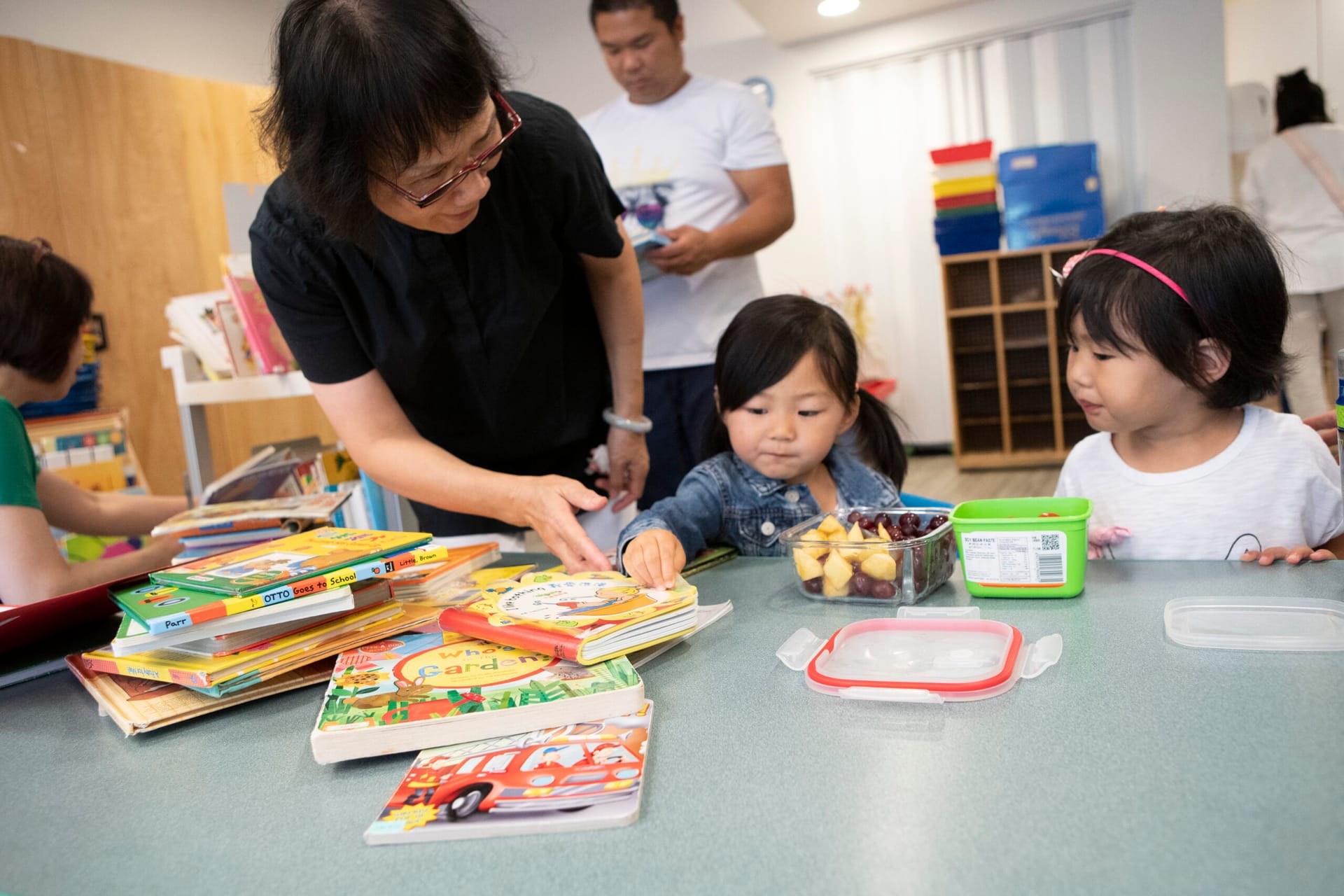 Snack time for pre-school children.