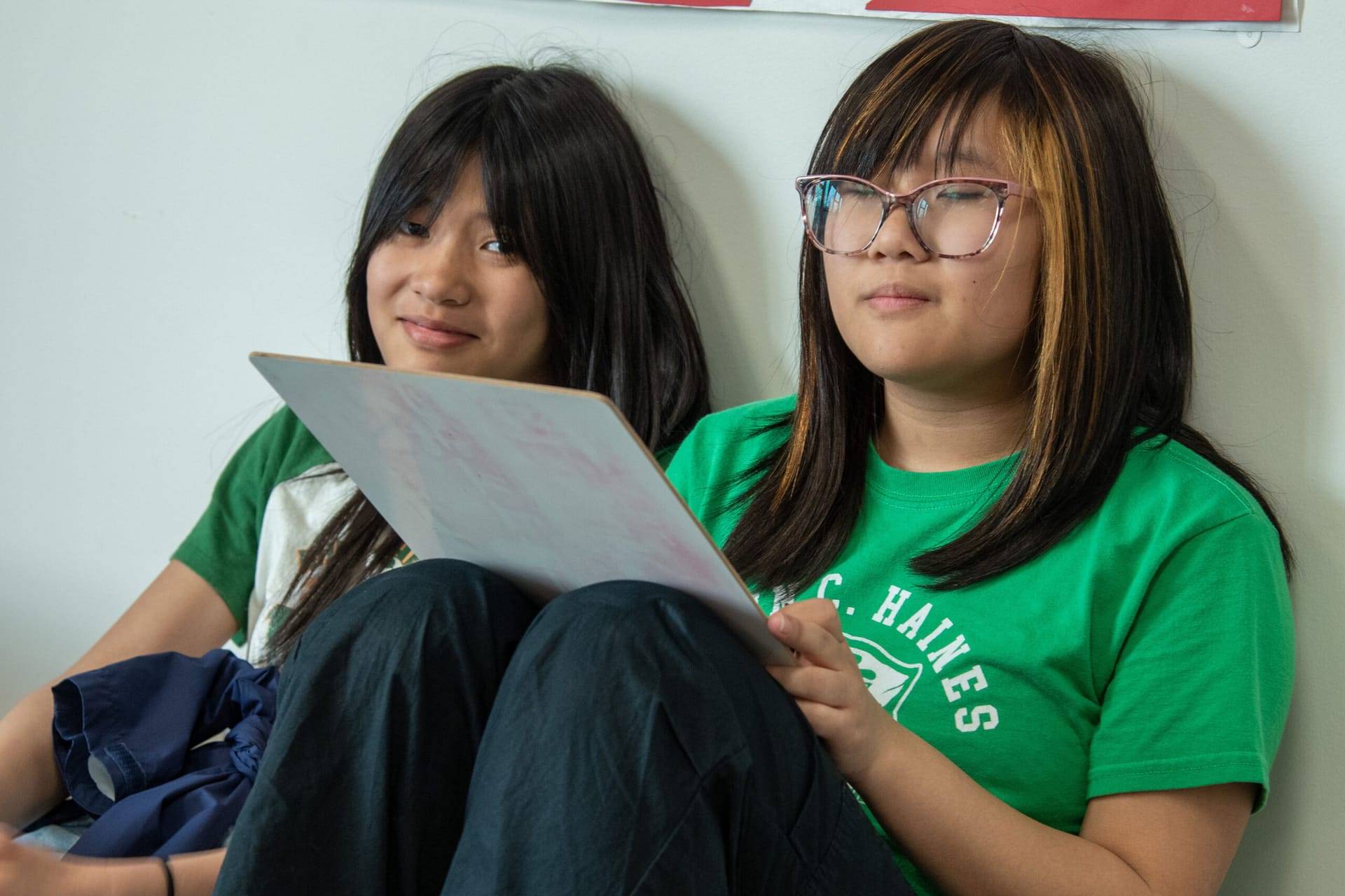 Two students working on a project.