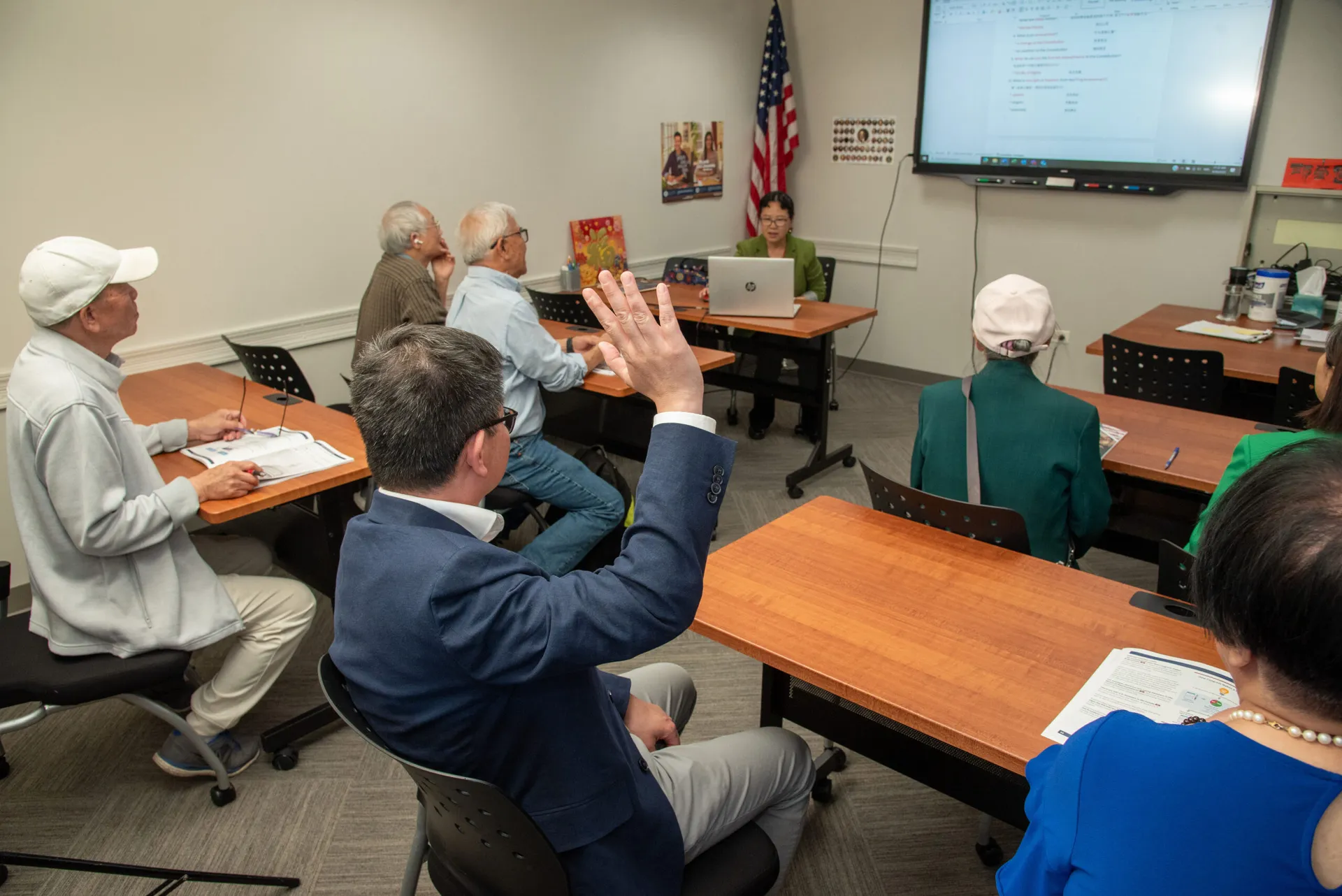 A classroom with adult students.